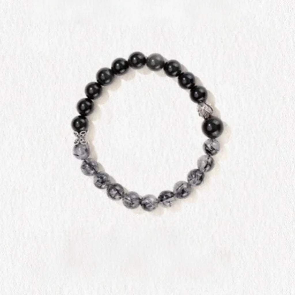 Black Rutilated Quartz Bracelet for Ambition & Authority | Mars in 10th House